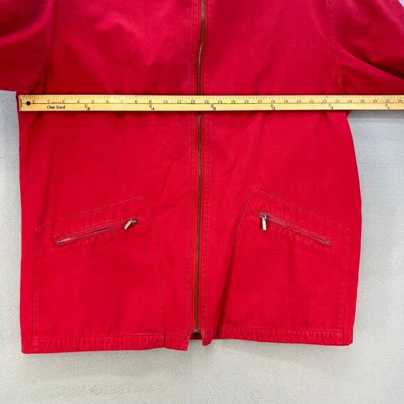 Eddie Bauer Jacket Women's Large Red Plaid Lining Hooded Vintage Preppy Normcore - Picture 12 of 14